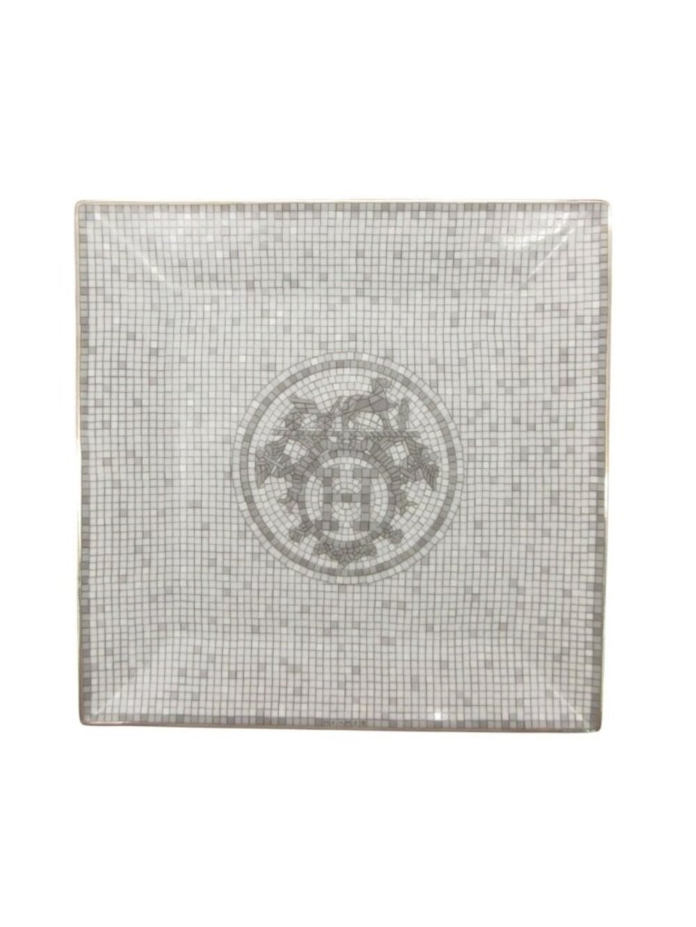 Hermes Tableware Petit Carre Mosaic 24 Square Plate Trays Dishes Silver